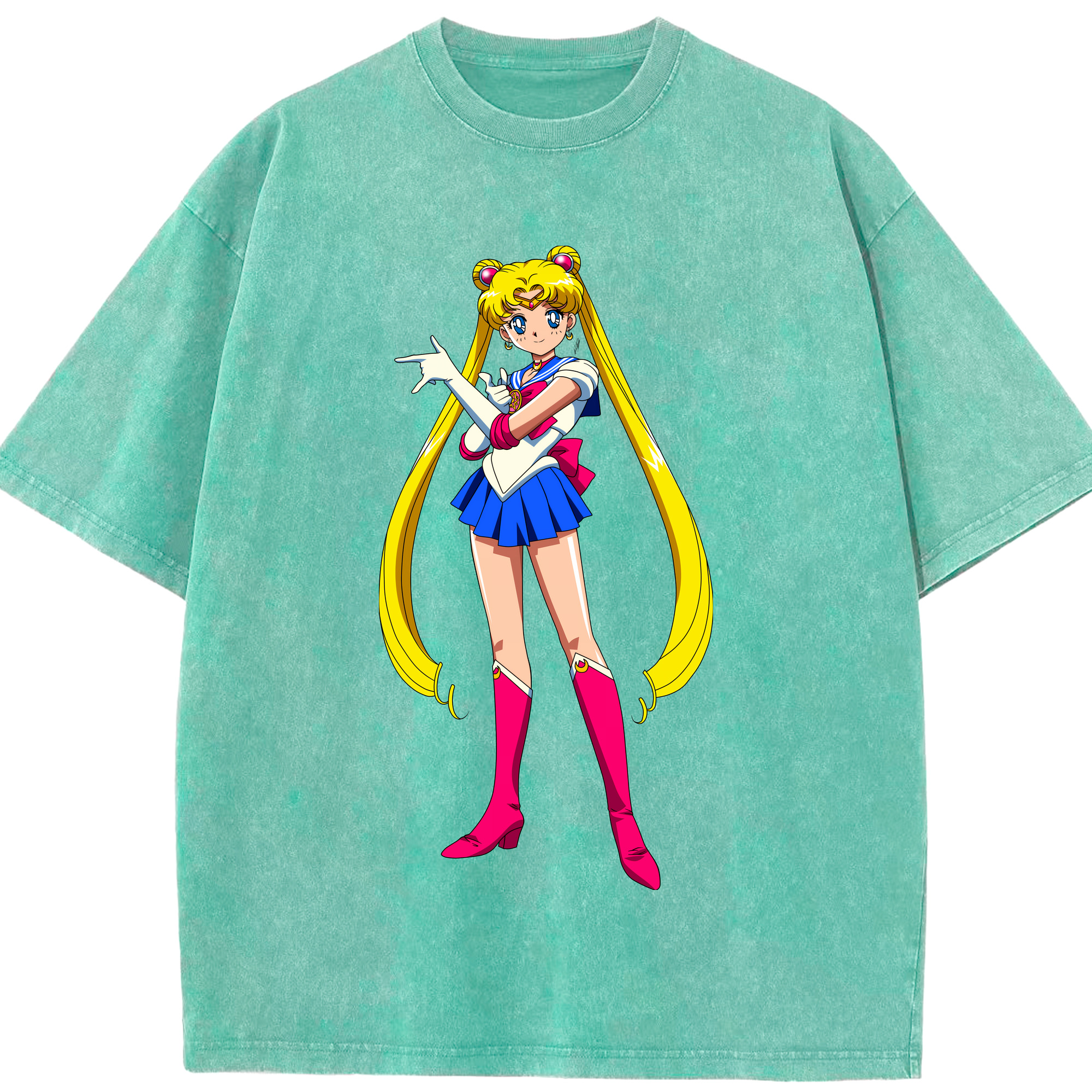 （画像用） 美少女戦士セーラームーン 月野 うさぎ つきの うさぎ Sailor Moon Tsukino Usagi 綿100% ヴィンテージ風 半袖Tシャツ（フロントプリント）
